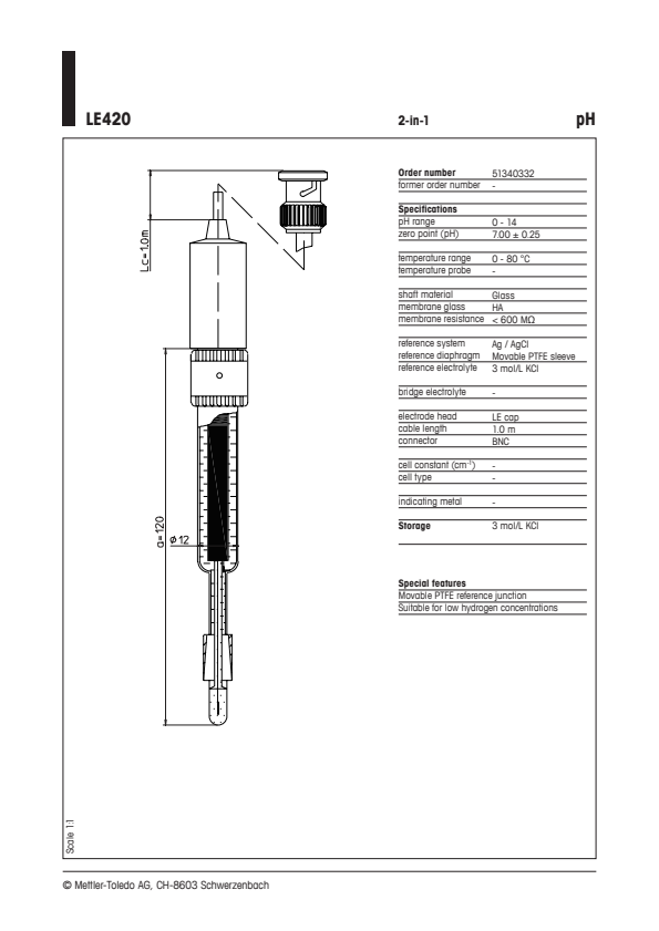 

DS LE420 EN pH elektrode


